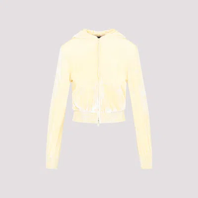 Balenciaga Cream Fitted Zip-up Viscose Hoodie In Yellow & Orange