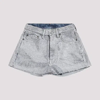 Maison Margiela Rhinestone-embellished Cotton Shorts In Metallic