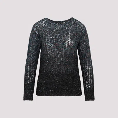 Maison Margiela Metallic Paillette Open-knit Sweater In Blue