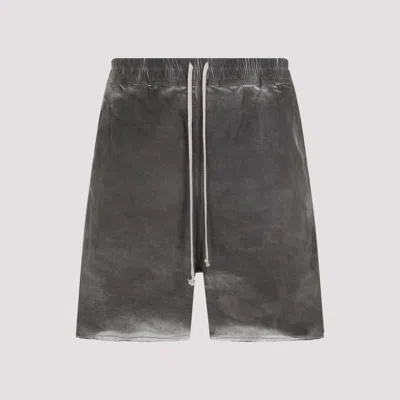 Rick Owens Dark Dust Cotton Shorts In Grey