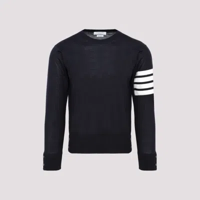 Thom Browne Dark Gray Wool 4-bar Pullover In Grey