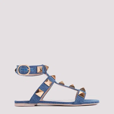 Valentino Garavani Cotton Sandals In Blue