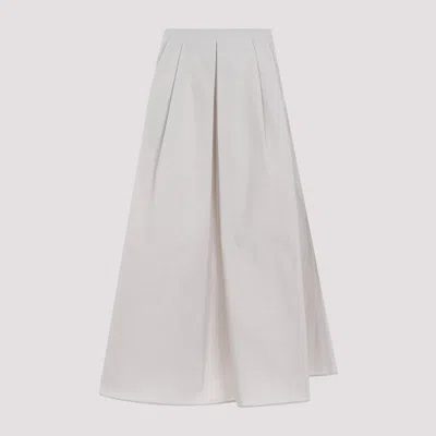 Max Mara's Ecru Renoir Cotton-blend Long Skirt In Nude & Neutrals