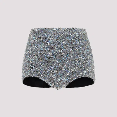 Dolce & Gabbana Embroidered Crystals Shorts In Metallic