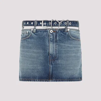 Y/project Evergreen Vintage Blue Organic Cotton Denim Mini Skirt