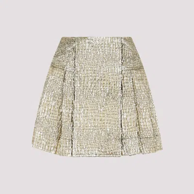 Simone Rocha Pleated Mini Kilt With Ties Skirt In Metallic