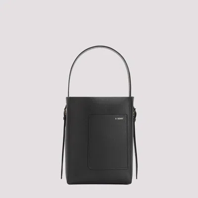 Valextra Small Leather Bucket Bag In Black