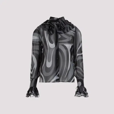 Pucci Grey Black Ls Silk Shirt