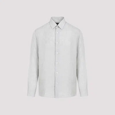 Brioni Grey Water Linen Shirt