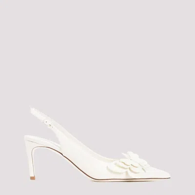 Valentino Garavani Ivory Archive Butterfly Calf Leather Slingback In White