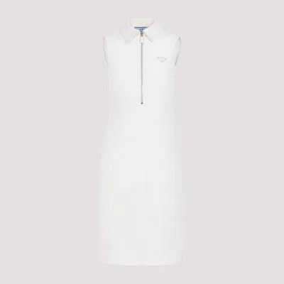 Prada Ivory Silk Midi Dress In White
