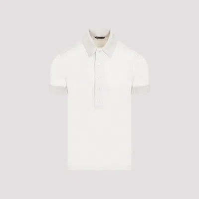 Tom Ford Ivory Viscose Polo In Nude & Neutrals