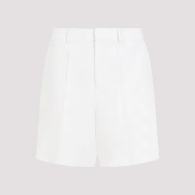 Valentino Ivory Wool And Silk Shorts In Nude & Neutrals