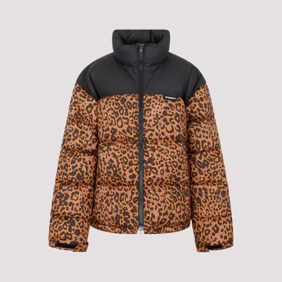 Vetements Leopard Logo Puffer Jacket In Black