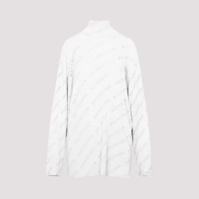 Balenciaga Light Grey Oversize Turtleneck Sweater In Nude & Neutrals