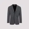 Palm Angels Logo Single-breasted Blazer In Grey
