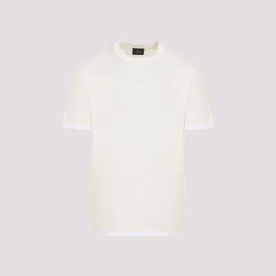 Brioni Navy And White Cotton T-shirt In Blue
