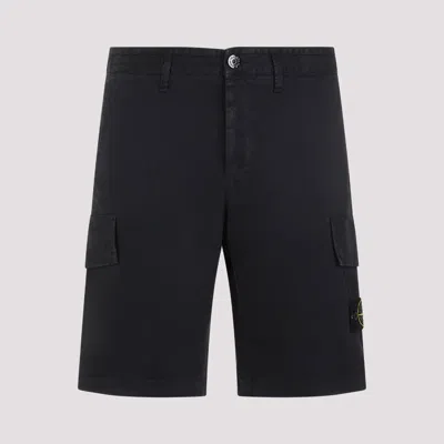 Stone Island Navy Blue Cotton Shorts