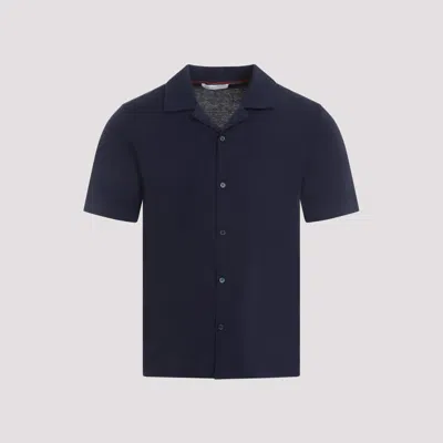 Brunello Cucinelli Cotton Shirt In Blue