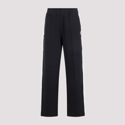 Moncler Navy Sweat Polyester Track Pants In Blue