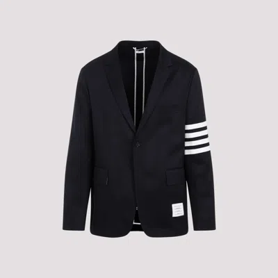 Thom Browne Navy Unconstructed Cotton Classic Jacket In Blue