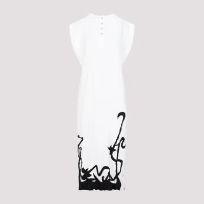Lanvin Sleeveless Pleated Midi Dress In White