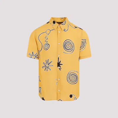 Jacquemus La Chemise Melo Viscose S/s Shirt In Yellow & Orange