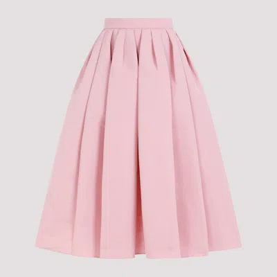 Alexander Mcqueen Pleated Polyfaille Midi Skirt In Color Carne Y Neutral