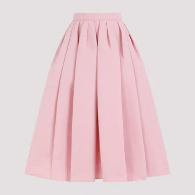 Alexander Mcqueen Pleated Polyfaille Midi Skirt In Pink & Purple