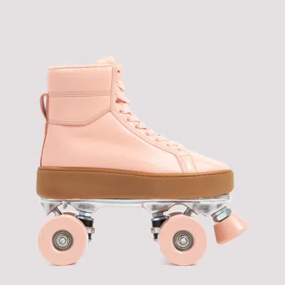 Bottega Veneta Peach Quilt Leather Roller Skates In Pink & Purple