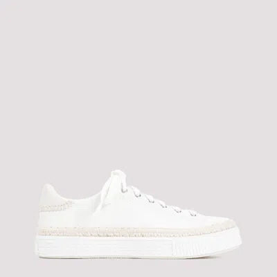 Chloé Pearl Telma Leather Trainers In Nude & Neutrals