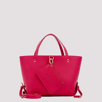 Chloé Pink Leather Small East West Tote In Nude & Neutrals