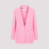Etro Single-breasted Silk Linen Blazer Jacket In Pink & Purple