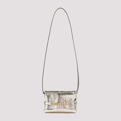 Victoria Beckham Platinum Metallic Leather Mini Chain Pouch Handbag