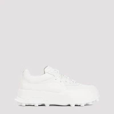 Jil Sander Porcelain White Leather Sneakers