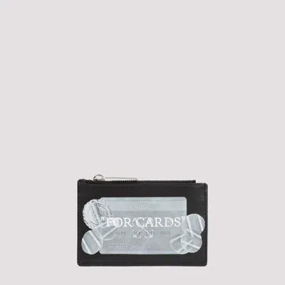 Off-white Quote Bookish Leather Cardholder In Black