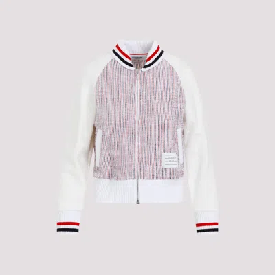 Thom Browne Red White And Blue Shawl Collar Bomber Cotton Jacket In Multicolour