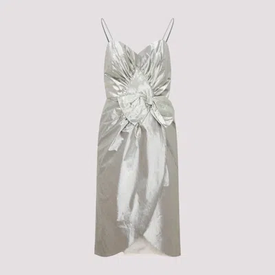Maison Margiela Silver Midi Dress In Metallic