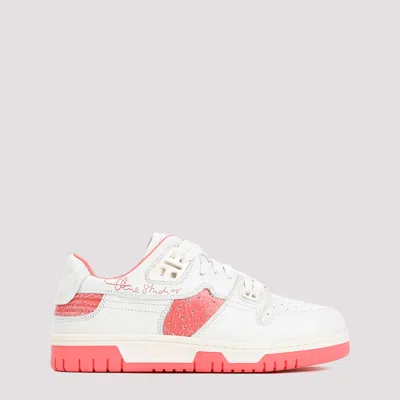 Acne Studios White And Pink Low Top Leather Trainers In Pink & Purple