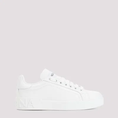 Dolce & Gabbana White Calf Leather Portofino Sneakers