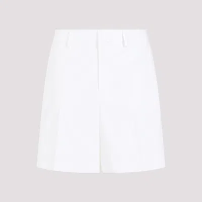 Valentino White Cotton Pressed-crease Shorts