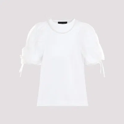Simone Rocha 蝴蝶结细节棉质与薄纱t恤 In White