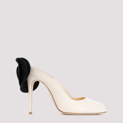 Magda Butrym White Cream Calf Leather Mules