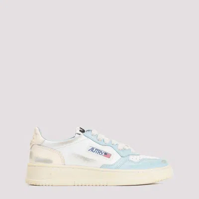 Autry White Ivory Leather Super Vintage Sneakers In Blue