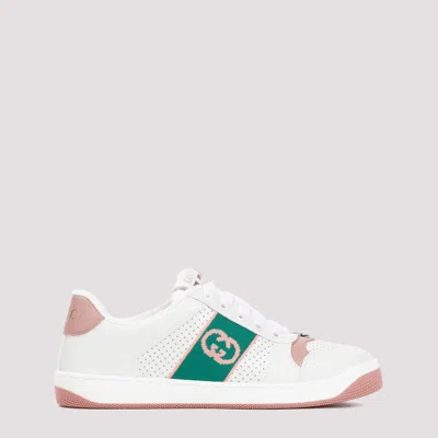 Gucci White Leather Screener Sneakers