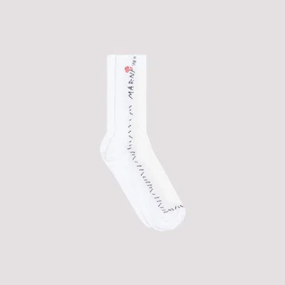 Marni Logo Intarsia-knit Crew Socks In White
