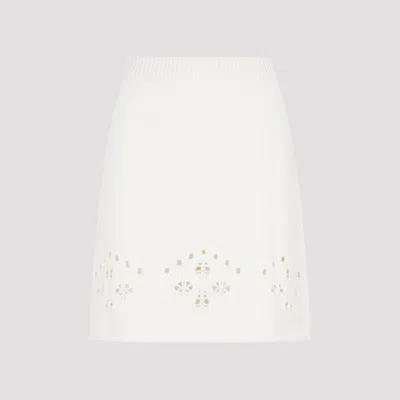 Chloé Eyelet Wool-silk Mini Skirt In White