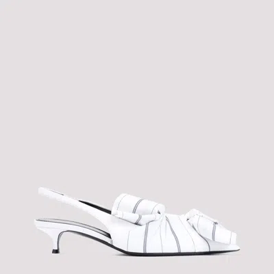 Balenciaga Chemise Tie-detailed Leather Slingback Pumps In White