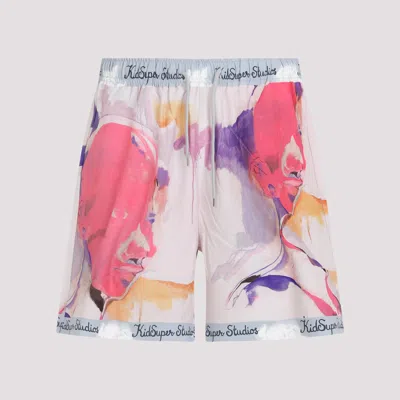 Kidsuper White Printed Shorts In Multicolour