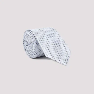 Giorgio Armani White Silk Polka Dot Tie